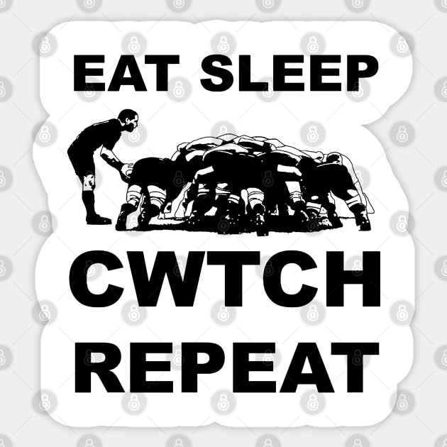 Eat Sleep Cwtch Repeat Welsh Rugby Humour Sticker by taiche